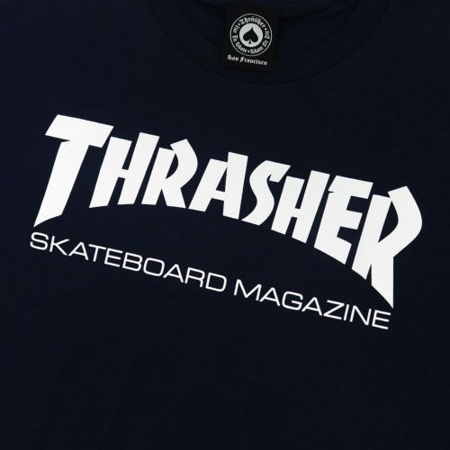THRASHER T-SHIRT スラッシャー Tシャツ SKATEMAG LOGO WHITE NAVY（US企画） スケートボード スケボー 1