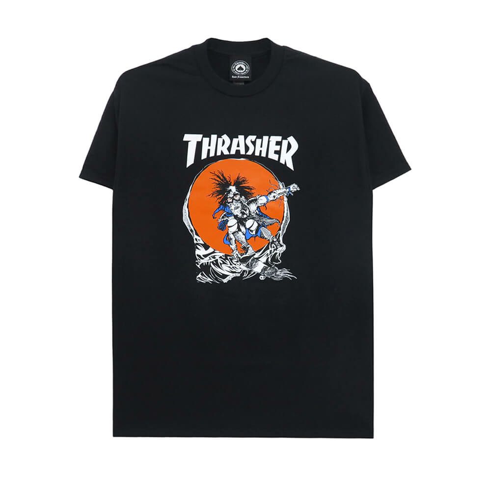THRASHER T-SHIRT スラッシャー Tシャツ SKATE OUTLAW BLACK（US企画） スケートボード スケボー 