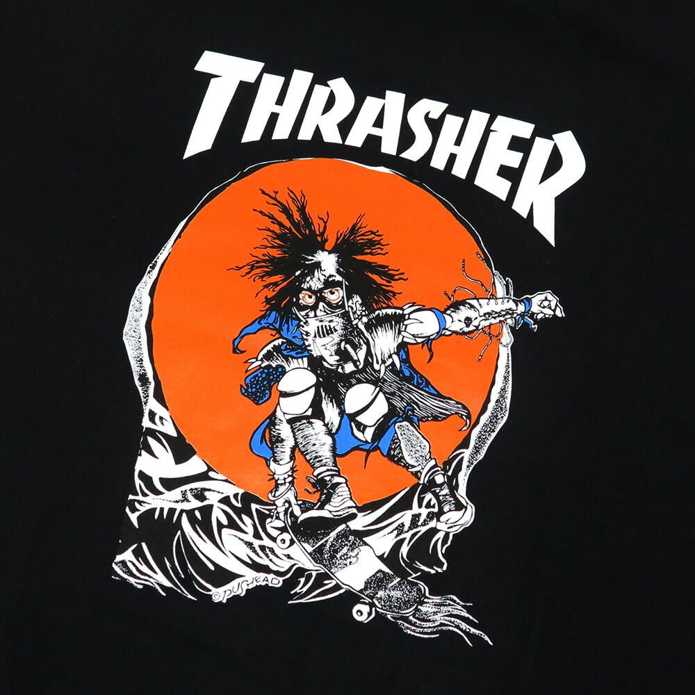 THRASHER T-SHIRT スラッシャー Tシャツ SKATE OUTLAW BLACK（US企画） スケートボード スケボー 1