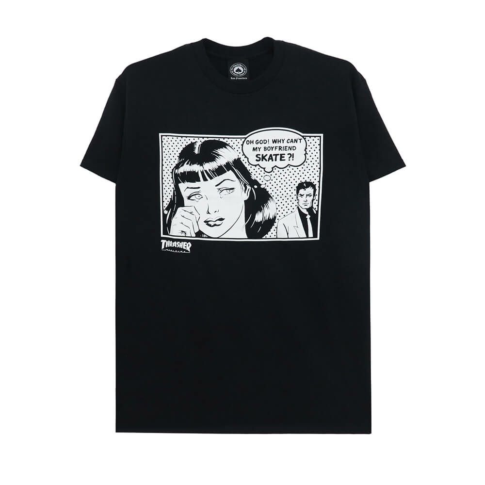 THRASHER T-SHIRT スラッシャー Tシャツ BOYFRIEND BLACK（US企画） スケートボード スケボー 