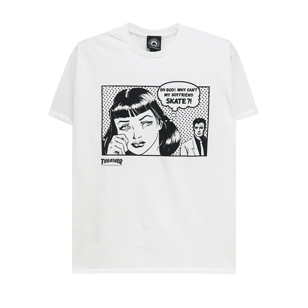  THRASHER T-SHIRT スラッシャー Tシャツ BOYFRIEND WHITE（US企画） スケートボード スケボー 
