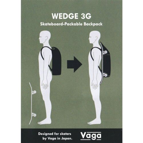 スケートボード収納可能 VAGA BACKPACK バガ バッグ バックパック リュック WEDGE 3G BLACK スケートボード スケボー　15