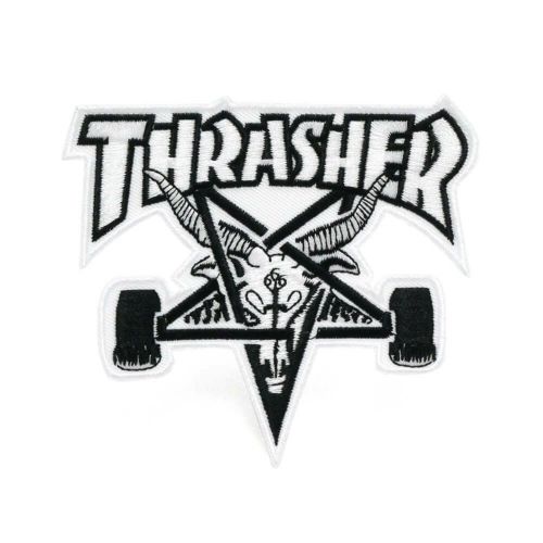 THRASHER PATCH スラッシャー ワッペン SK8GOAT WHITE/BLACK（US企画） スケートボード スケボー 1