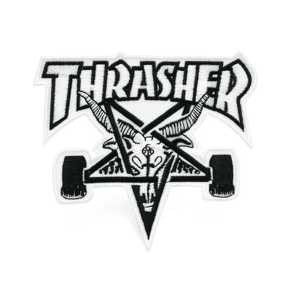 THRASHER PATCH スラッシャー ワッペン SK8GOAT WHITE/BLACK（US企画） スケートボード スケボー 1