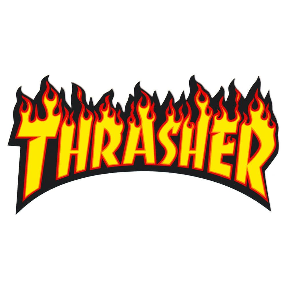 THRASHER STICKER スラッシャー ステッカー FLAME LARGE YELLOW/BLACK（US企画） スケートボード スケボー