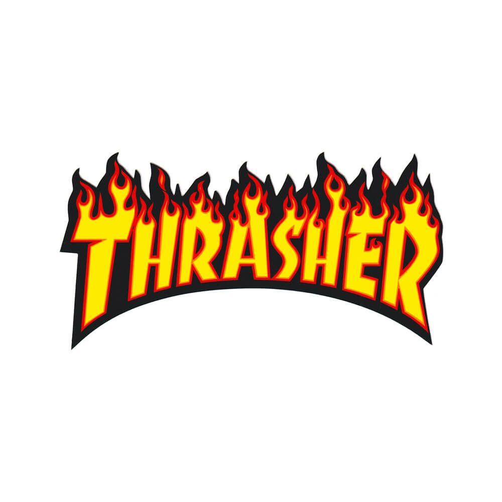 THRASHER STICKER スラッシャー ステッカー FLAME MEDIUM YELLOW/BLACK（US企画） スケートボード スケボー