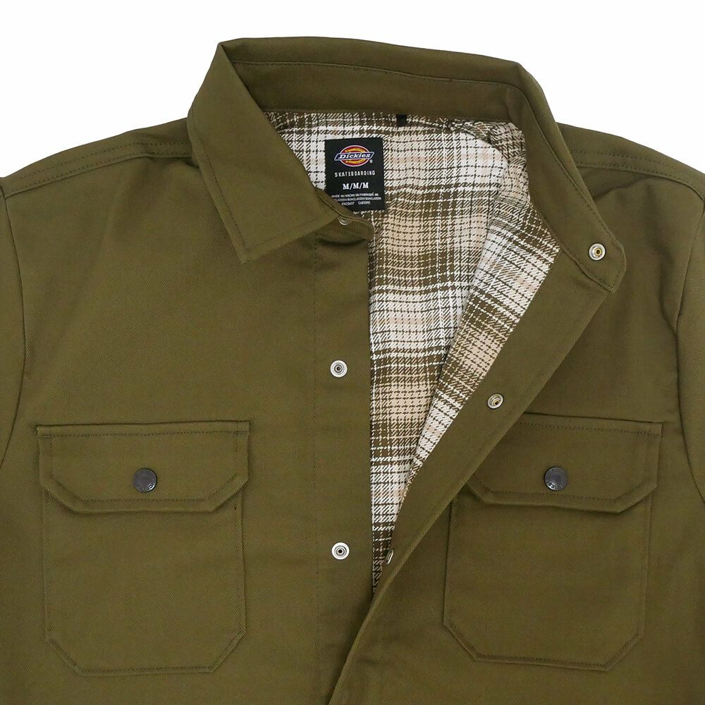DICKIES SKATEBOARDING JACKET ディッキーズ スケートボーディング ジャケット MIKE ANDERSON LINED SHIRT DARK OLIVE スケートボード スケボー 1