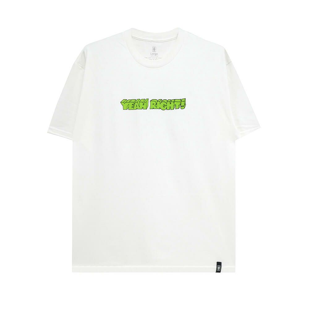 GIRL T-SHIRT ガール Tシャツ YEAH RIGHT WHITE スケートボード スケボー 