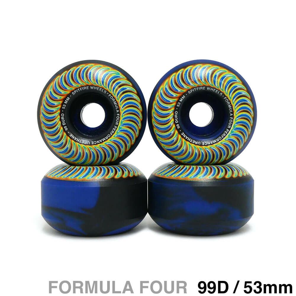 SPITFIRE WHEEL スピットファイヤー ウィール FORMULA FOUR (F4) CLASSIC 99D RADIOACTIVE SWIRL 黒/青 53mm スケートボード スケボー 1