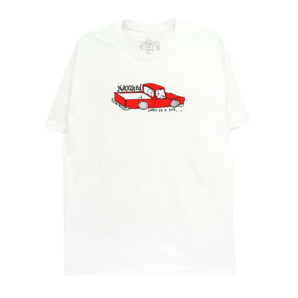 KROOKED T-SHIRT クルキッド Tシャツ DOUBLE OK WHITE スケートボード スケボー 
