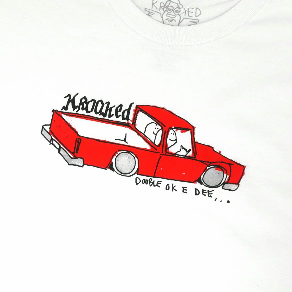 KROOKED T-SHIRT クルキッド Tシャツ DOUBLE OK WHITE スケートボード スケボー 1