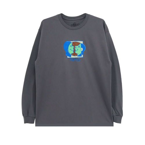 KROOKED LONG SLEEVE クルキッド ロングスリーブTシャツ MOONSMILEY CHARCOAL スケートボード スケボー 