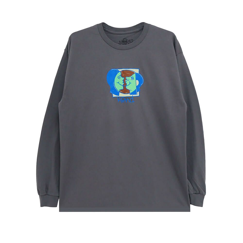 KROOKED LONG SLEEVE クルキッド ロングスリーブTシャツ MOONSMILEY CHARCOAL スケートボード スケボー 