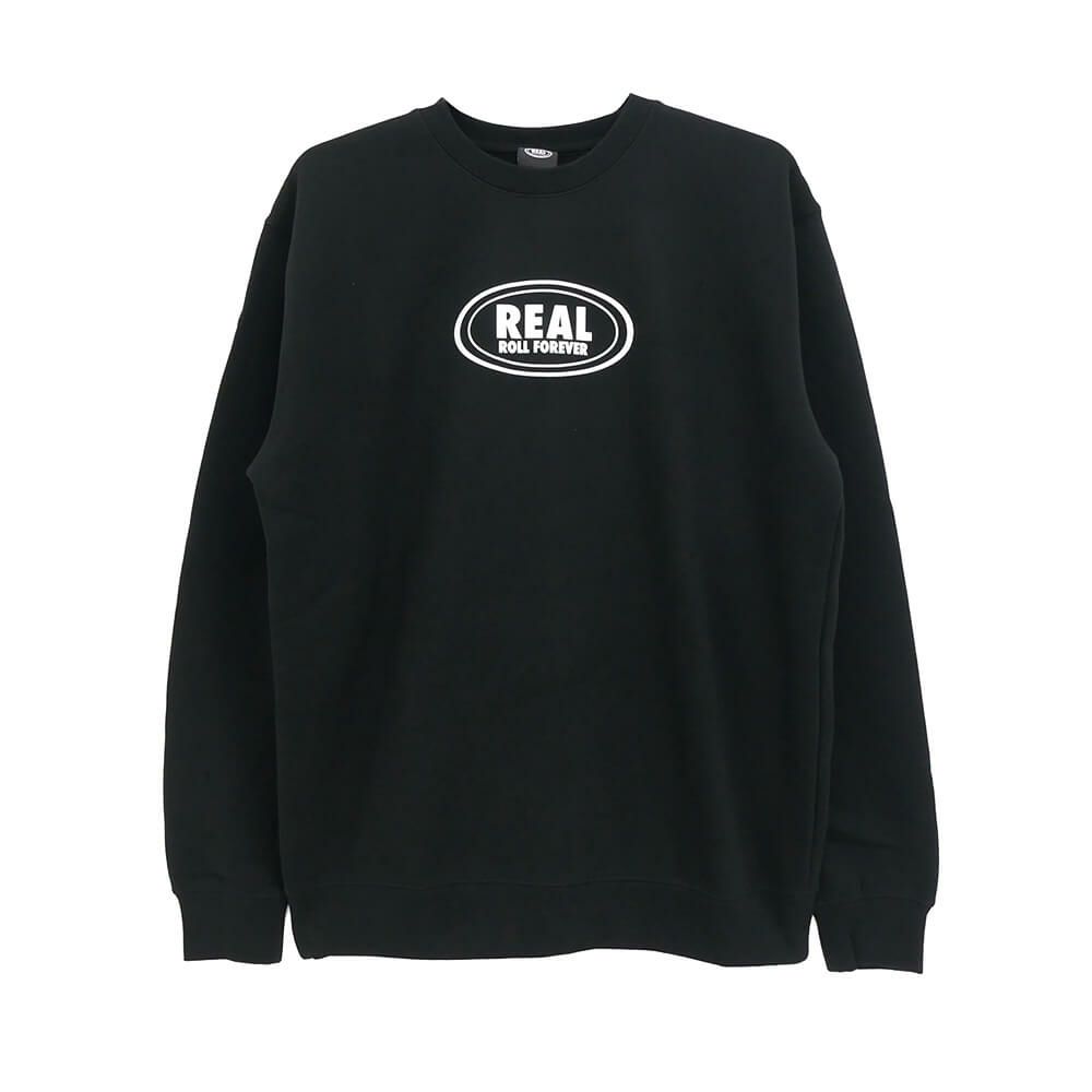 REAL CREW SWEAT リアル トレーナー ROLL FOREVER BLACK スケートボード スケボー 