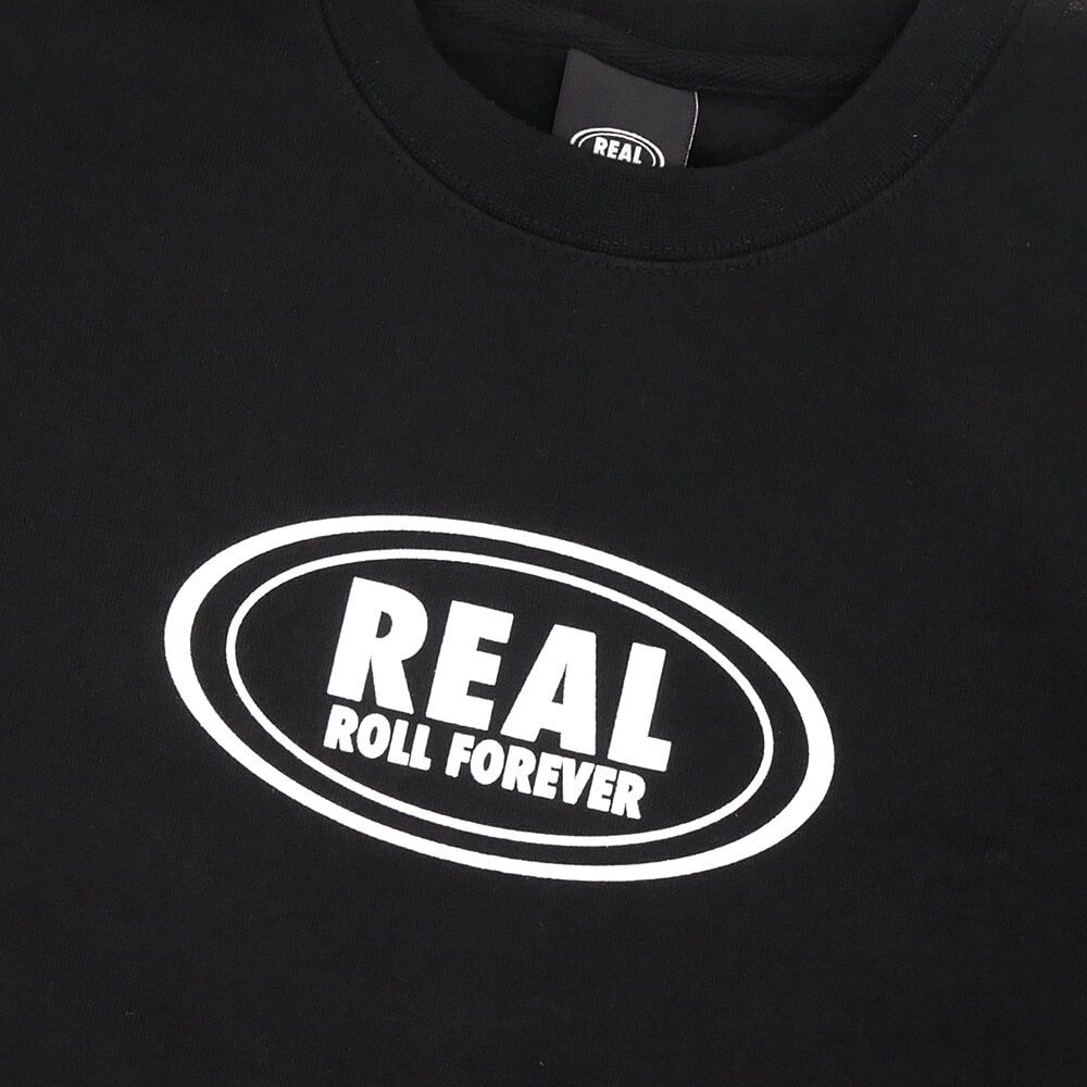 REAL CREW SWEAT リアル トレーナー ROLL FOREVER BLACK スケートボード スケボー 