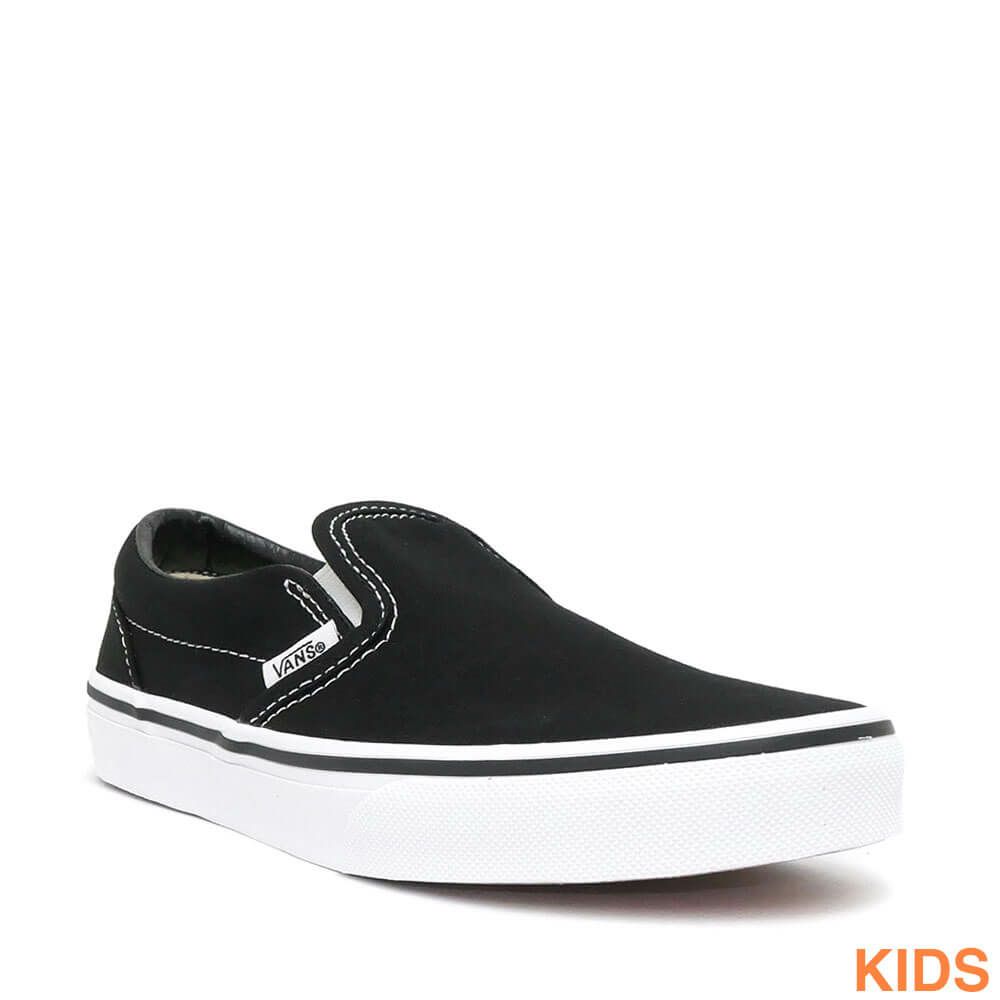 VANS SHOES バンズ シューズ スニーカー スリッポン（子供用） KID'S CLASSIC SLIP ON BLACK/WHITE（US企画） スケートボード スケボー 1