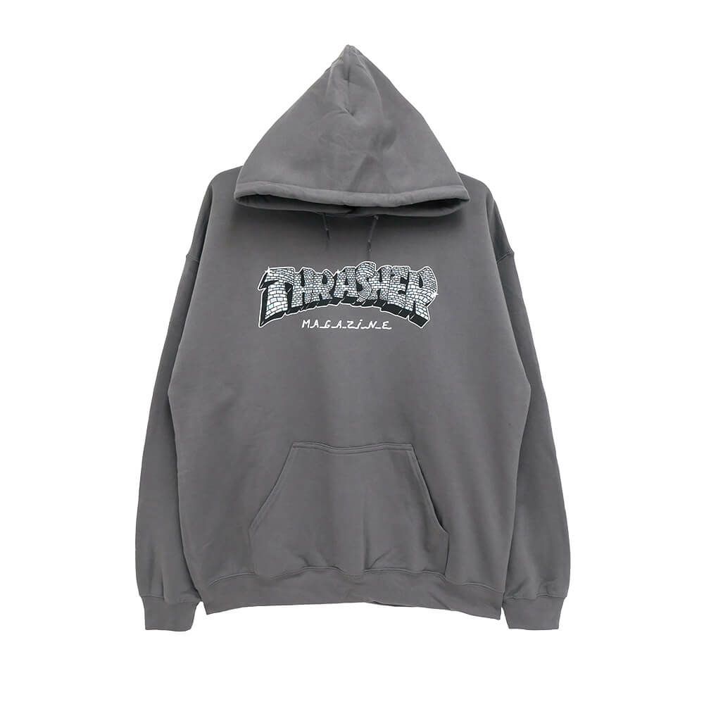 THRASHER HOOD スラッシャー パーカー DISCO BY SPANKY CHARCOAL（US企画） スケートボード スケボー 