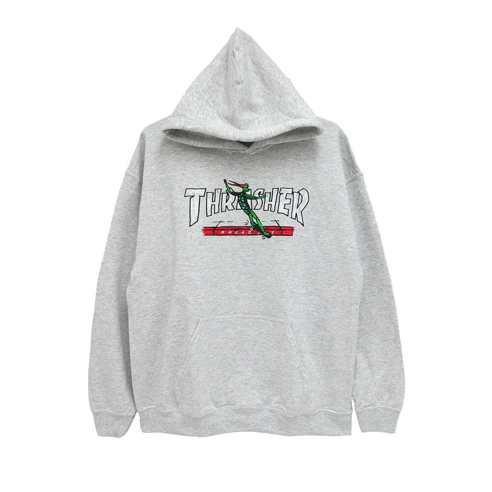 THRASHER HOOD スラッシャー パーカー RED CURB BY LSD WORLDPEACE ASH（US企画） スケートボード スケボー 
