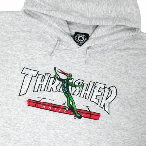 THRASHER HOOD スラッシャー パーカー RED CURB BY LSD WORLDPEACE ASH（US企画） スケートボード スケボー 1