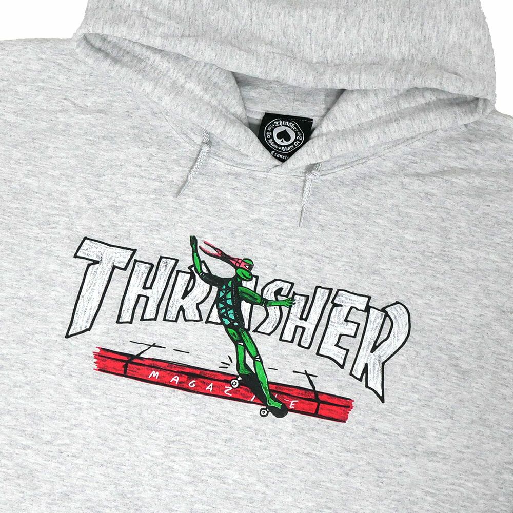 THRASHER HOOD スラッシャー パーカー RED CURB BY LSD WORLDPEACE ASH（US企画） スケートボード スケボー 1