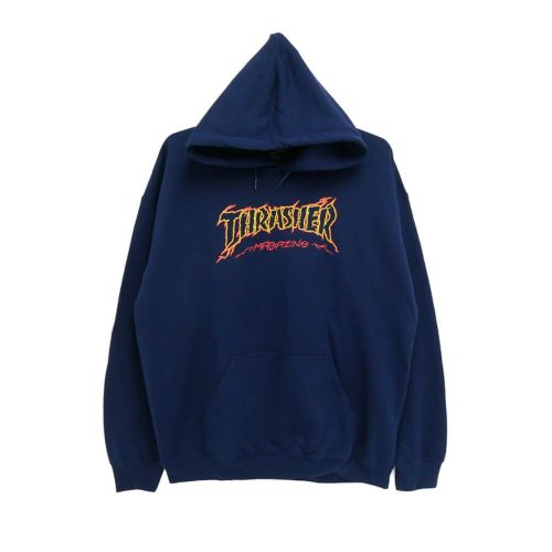 THRASHER HOOD スラッシャー パーカー CRACED BY EXTEENAGER NAVY（US企画） スケートボード スケボー 