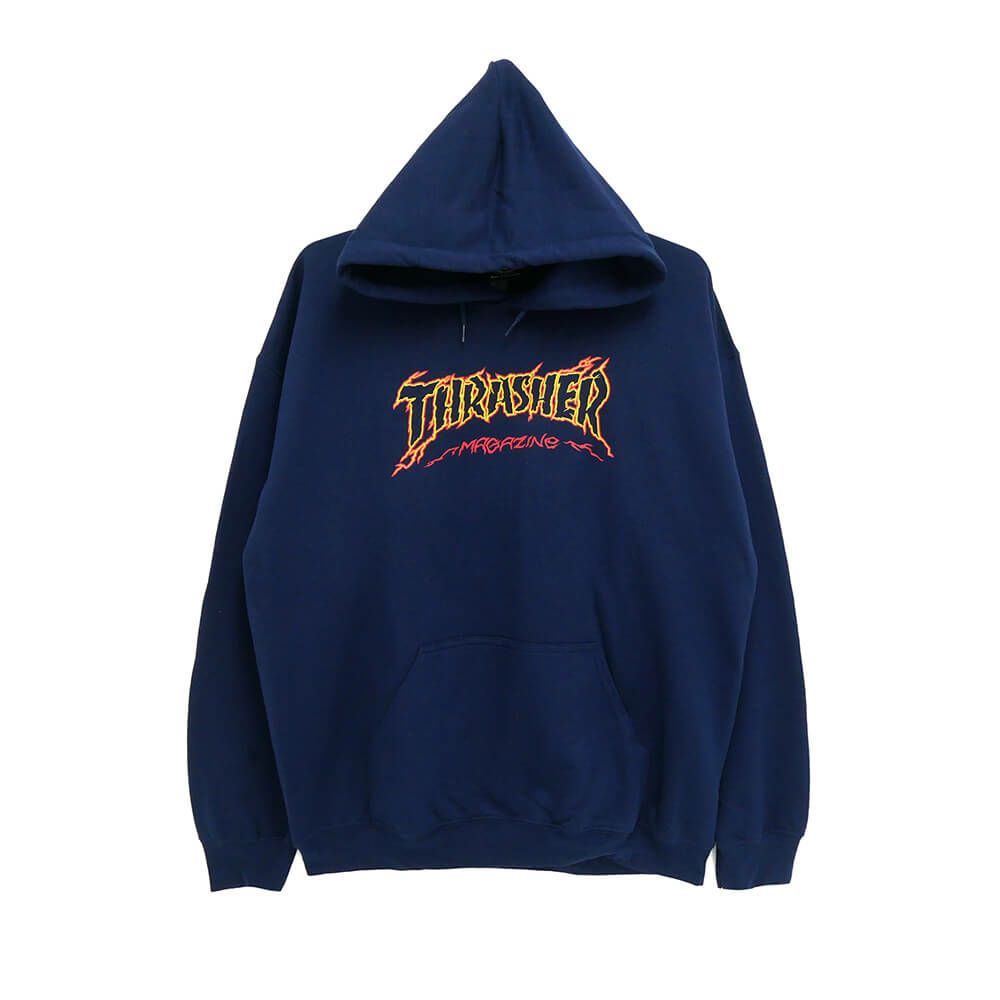THRASHER HOOD スラッシャー パーカー CRACED BY EXTEENAGER NAVY（US企画） スケートボード スケボー 