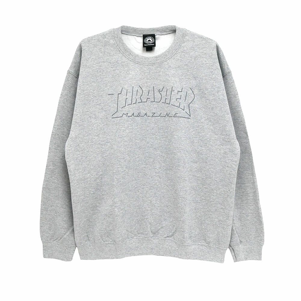 THRASHER CREW SWEAT スラッシャー トレーナー SHADOW MAG LOGO GREY（US企画） スケートボード スケボー 