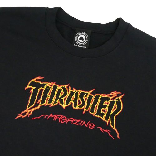 THRASHER CREW SWEAT スラッシャー トレーナー CRACKED BY EXTEENAGER BLACK（US企画） スケートボード スケボー 1