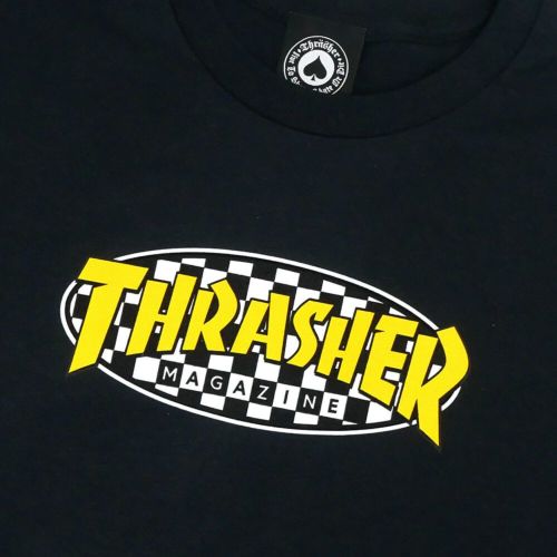 THRASHER T-SHIRT スラッシャー Tシャツ CHECKERED OVAL BLACK（US企画） スケートボード スケボー 1