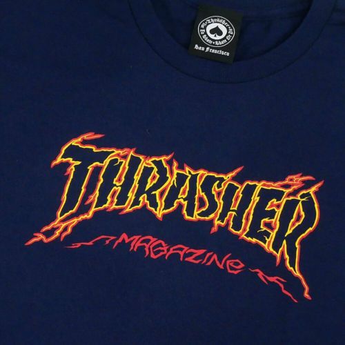 THRASHER T-SHIRT スラッシャー Tシャツ CRACKED BY EXTEENAGER NAVY（US企画） スケートボード スケボー 1