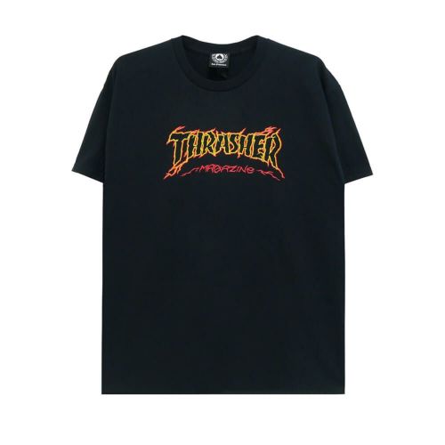 THRASHER T-SHIRT スラッシャー Tシャツ CRACKED BY EXTEENAGER BLACK（US企画） スケートボード スケボー 