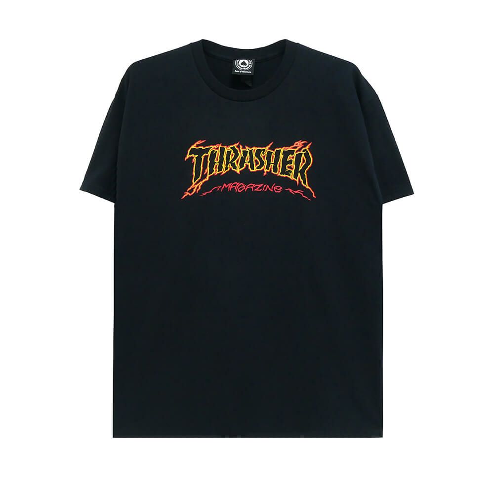 THRASHER T-SHIRT スラッシャー Tシャツ CRACKED BY EXTEENAGER BLACK（US企画） スケートボード スケボー 