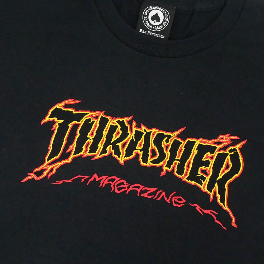 THRASHER T-SHIRT スラッシャー Tシャツ CRACKED BY EXTEENAGER BLACK（US企画） スケートボード スケボー 1