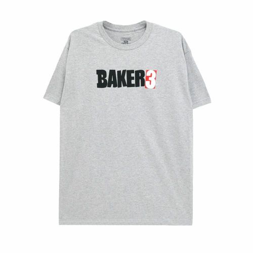 BAKER T-SHIRT ベイカー Tシャツ BAKER 3 GREY スケートボード スケボー 