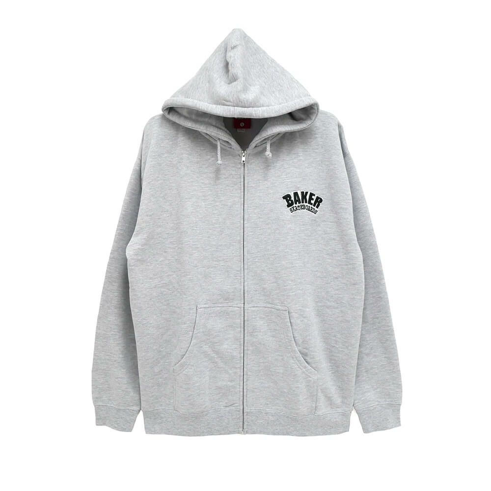 BAKER HOOD ベイカー パーカー ARCH LOGO ZIPUP GREY スケートボード スケボー 