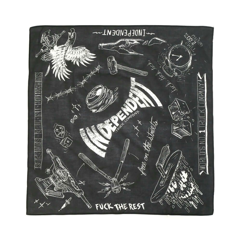 INDEPENDENT BANDANA インディペンデント バンダナ BRATRUD NOTEBOOK BANDANA BLACK スケートボード スケボー　1