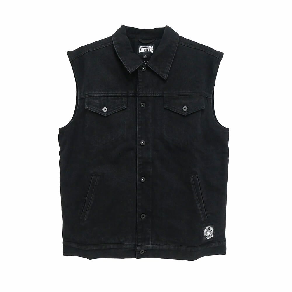 CREATURE JACKET クリーチャー ジャケット RESURRECTION DENIM VEST BLACK スケートボード スケボー 1