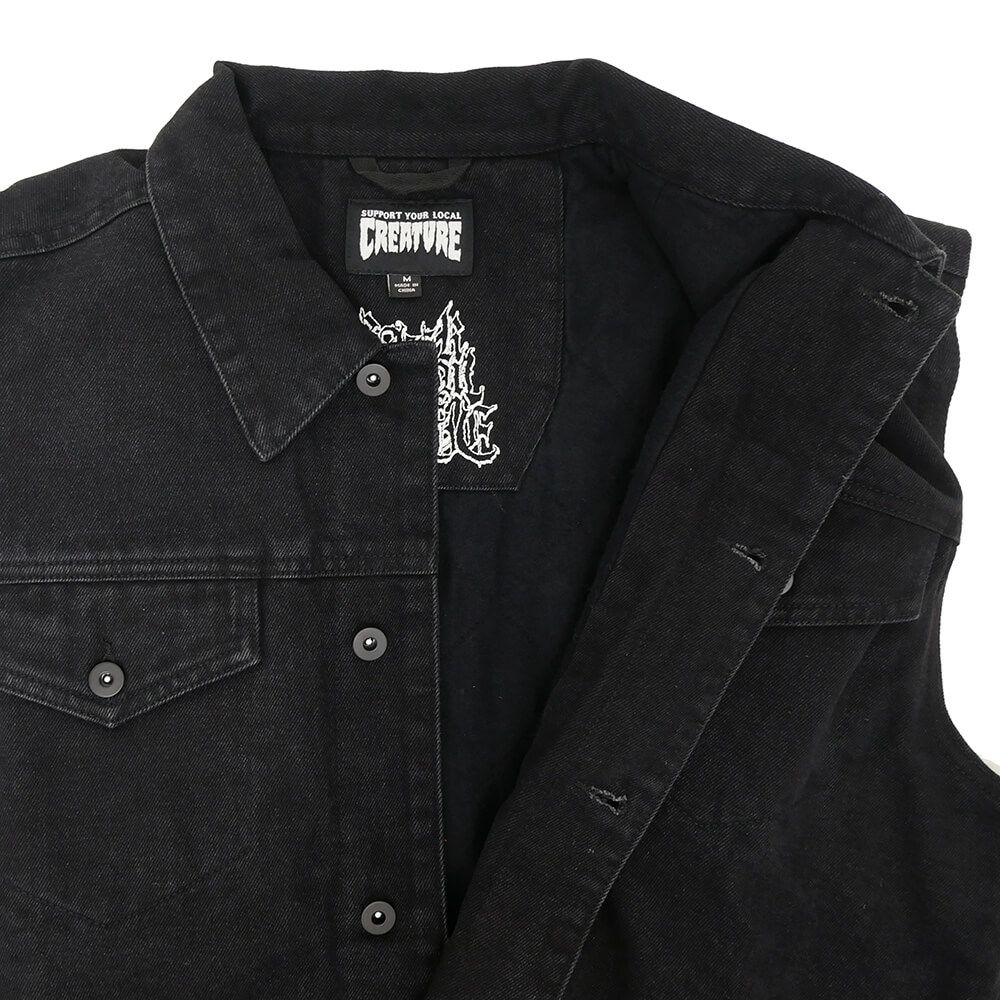 CREATURE JACKET クリーチャー ジャケット RESURRECTION DENIM VEST BLACK スケートボード スケボー 2