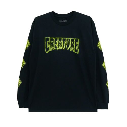CREATURE LONG SLEEVE クリーチャー ロングスリーブTシャツ BONEHEAD GLITCH BLACK スケートボード スケボー 