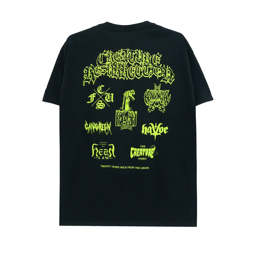  CREATURE T-SHIRT クリーチャー Tシャツ RESURRECTION XX BLACK スケートボード スケボー 