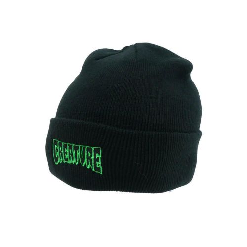 CREATURE KNITCAP クリーチャー ニットキャップ LOGO OUTLINE BEANIE BLACK スケートボード スケボー 1
