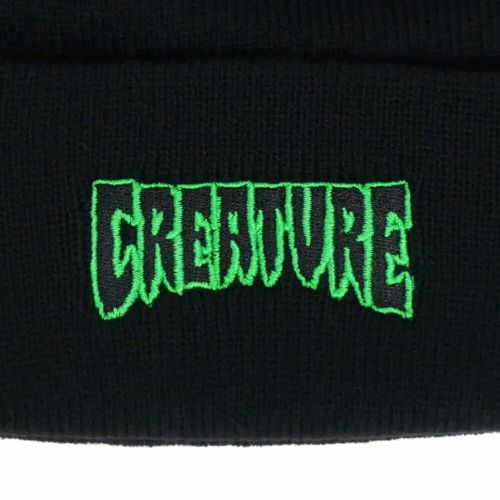 CREATURE KNITCAP クリーチャー ニットキャップ LOGO OUTLINE BEANIE BLACK スケートボード スケボー 2