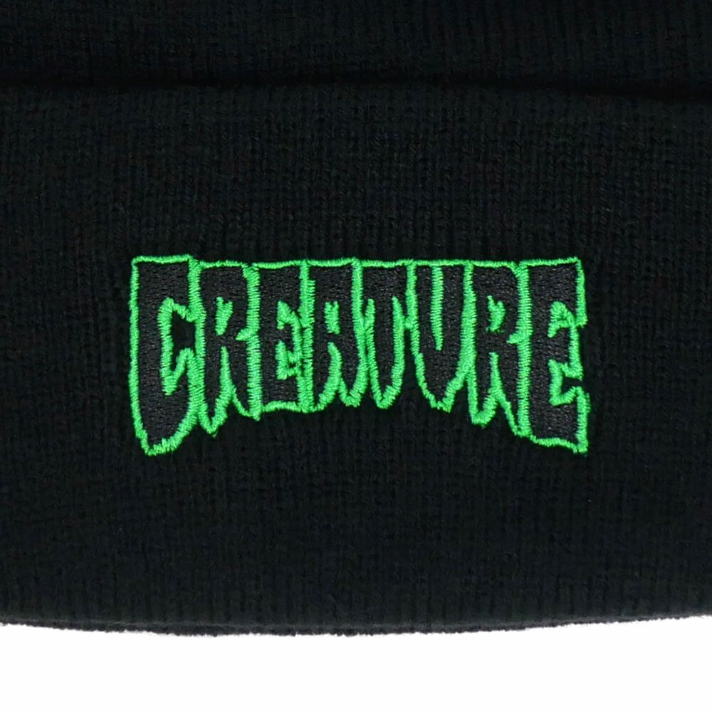 CREATURE KNITCAP クリーチャー ニットキャップ LOGO OUTLINE BEANIE BLACK スケートボード スケボー 2