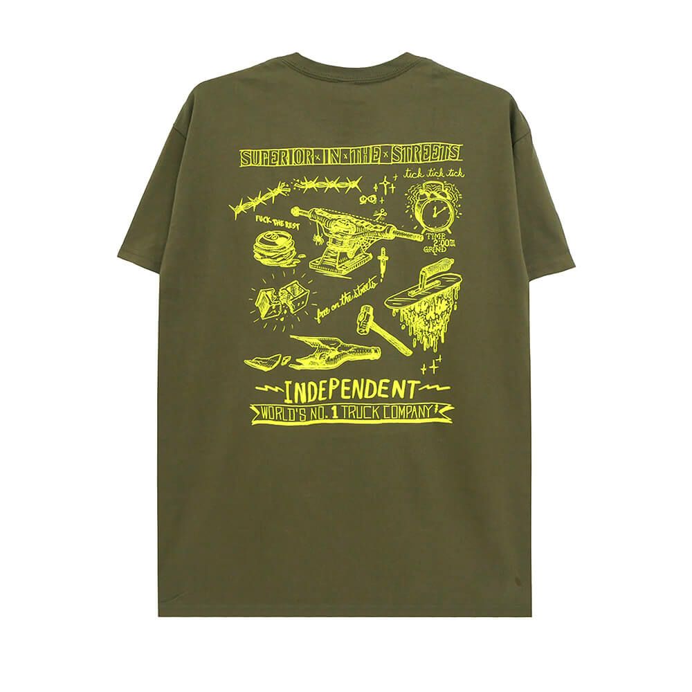  INDEPENDENT T-SHIRT インディペンデント Tシャツ BRATRUD NOTEBOOK OLIVE スケートボード スケボー 