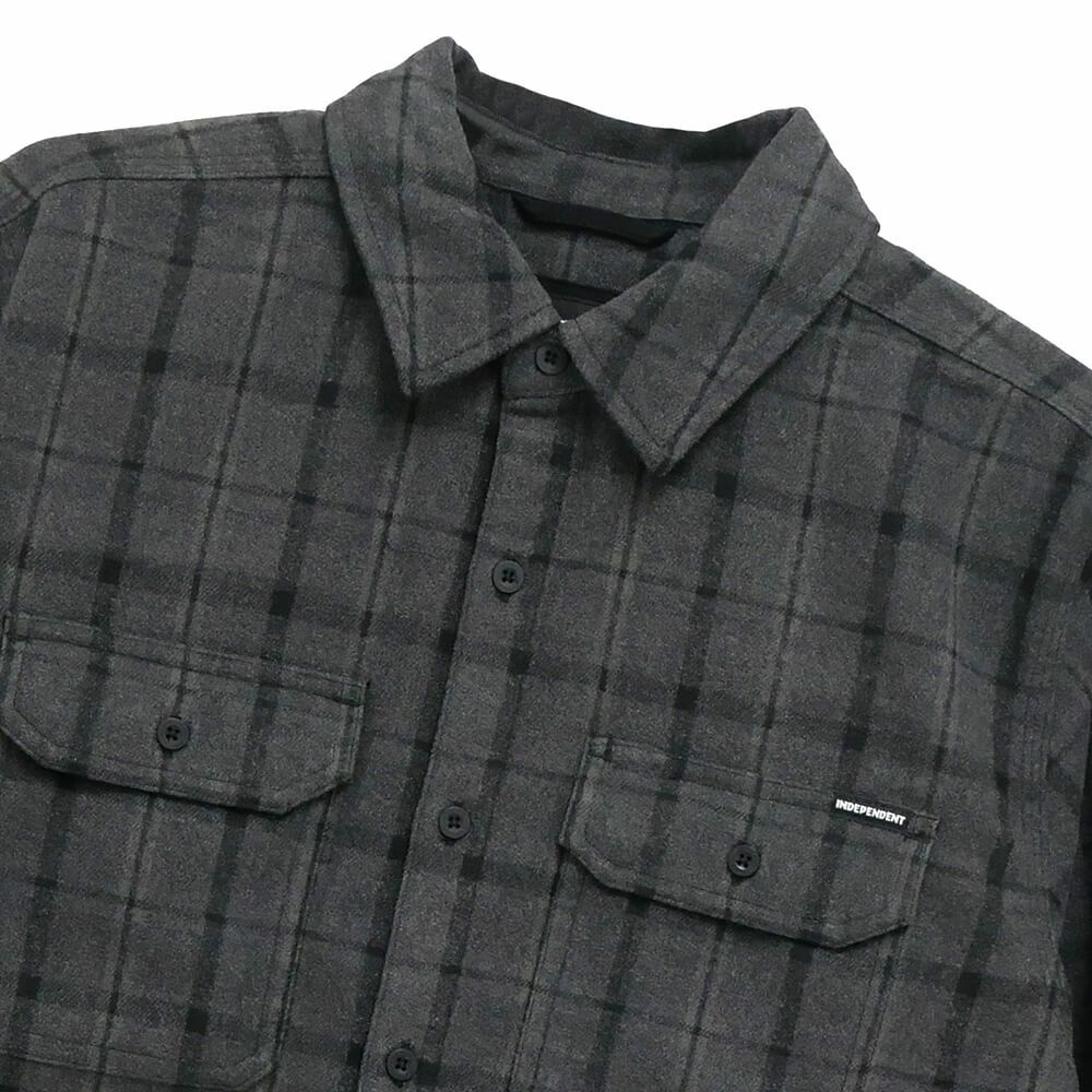  INDEPENDENT LONG SLEEVE インディペンデント 長袖シャツ BELMONT FLANNEL SHIRTS BLACK/GREY スケートボード スケボー 1