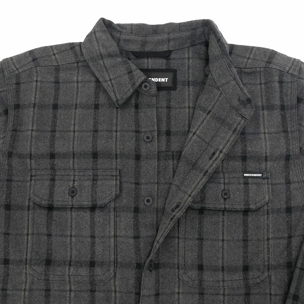  INDEPENDENT LONG SLEEVE インディペンデント 長袖シャツ BELMONT FLANNEL SHIRTS BLACK/GREY スケートボード スケボー 2