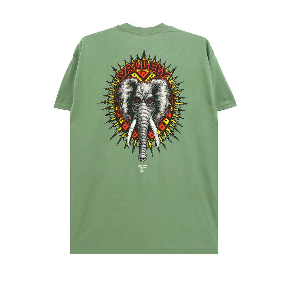 POWELL PERALTA T-SHIRT パウエルペラルタ Tシャツ MIKE VALLELY ELEPHANT MILITARY GREEN スケートボード スケボー 