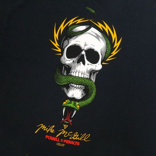POWELL PERALTA T-SHIRT パウエルペラルタ Tシャツ McGILL SKULL & SNAKE BLACK スケートボード スケボー 3
