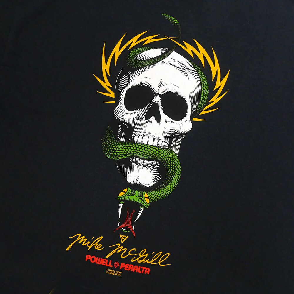 POWELL PERALTA T-SHIRT パウエルペラルタ Tシャツ McGILL SKULL & SNAKE BLACK スケートボード スケボー 3