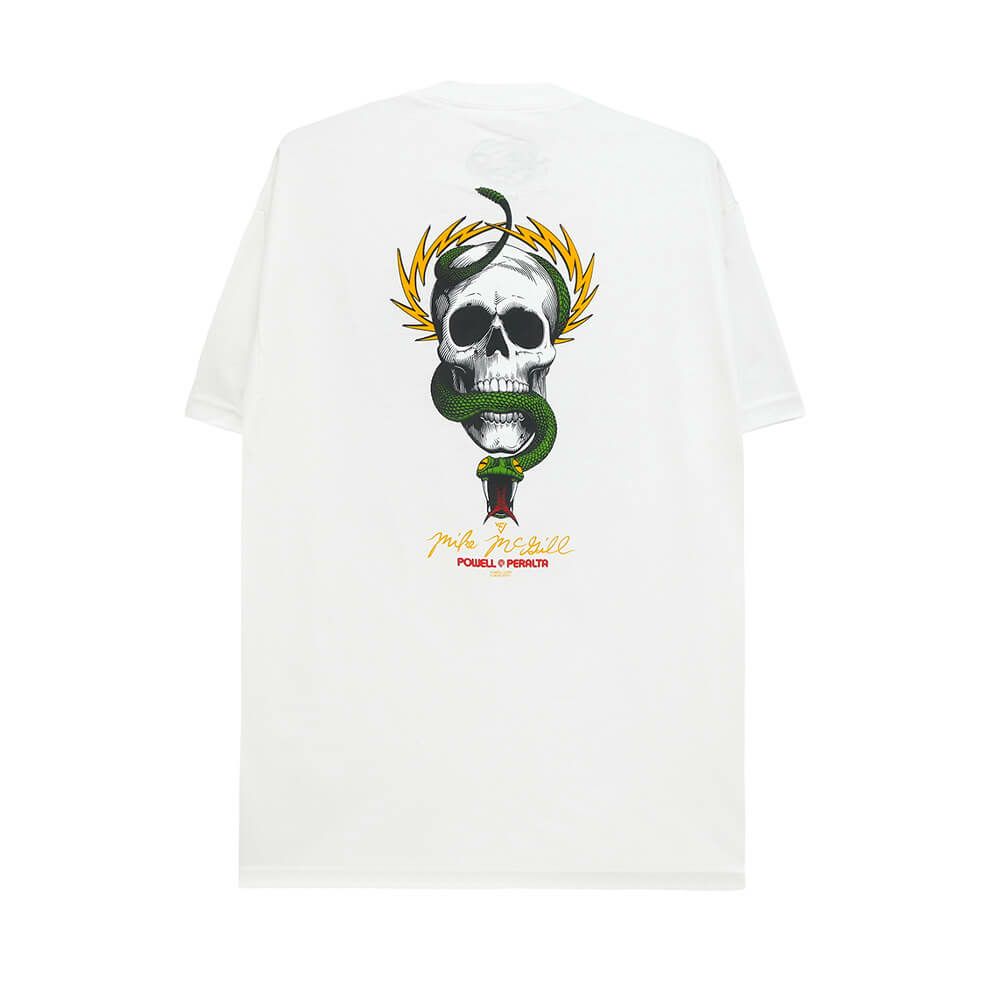 POWELL PERALTA T-SHIRT パウエルペラルタ Tシャツ McGILL SKULL & SNAKE WHITE スケートボード スケボー 